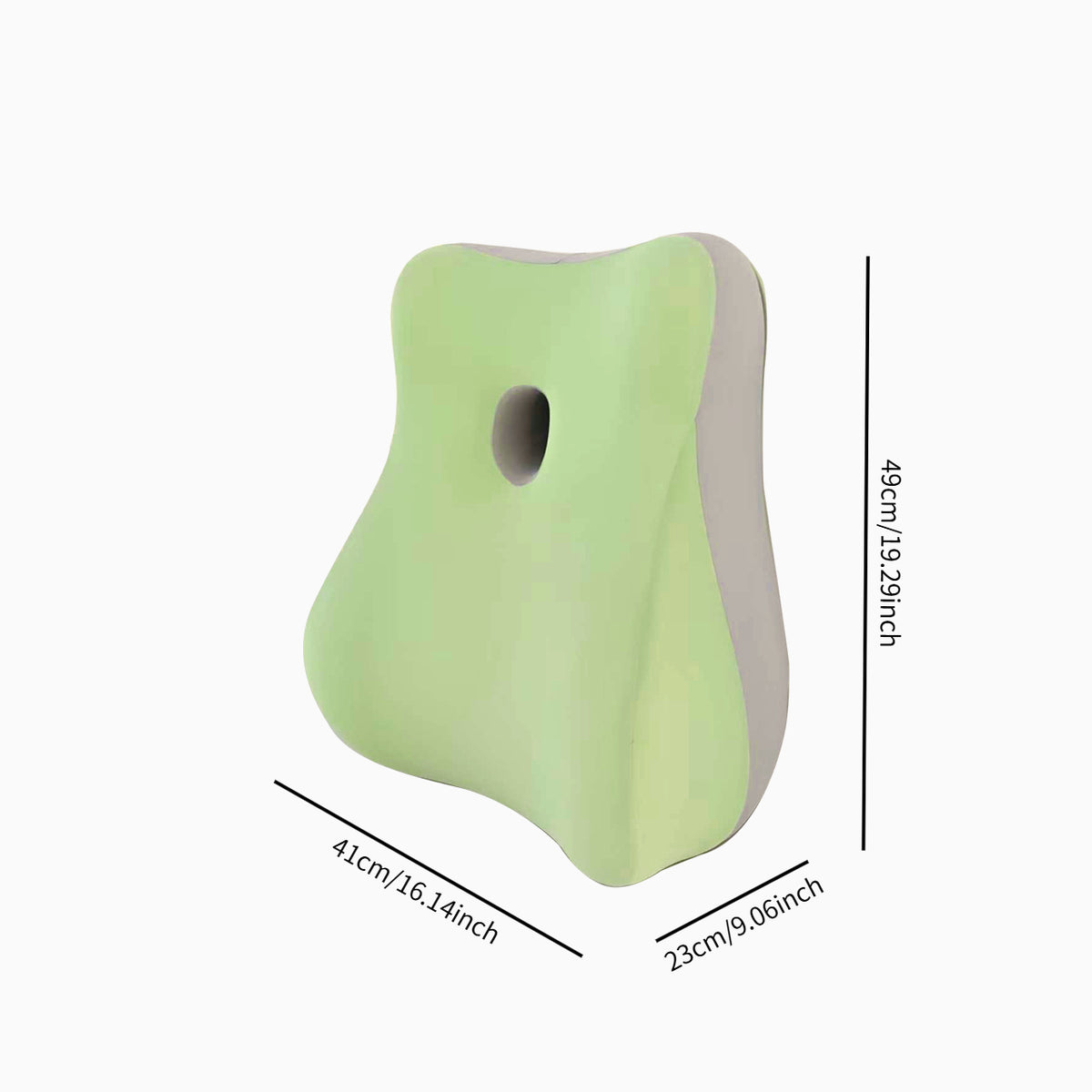 QFC115 prone sleeping pillow green with size diagram
